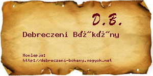Debreczeni Bökény névjegykártya